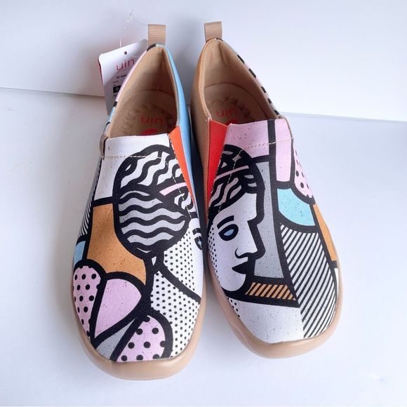 NWT UIN Slip On Shoes Canvas Comfortable Loafers Greek Girl - Picture 6 of 7